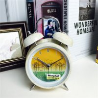 简约复古做旧黄色静音床头打铃钟闹钟 桌面个性创意时钟