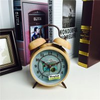 简约复古做旧黄色静音床头打铃钟闹钟 桌面个性创意时钟