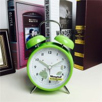 简约绿色静音床头打铃钟闹钟 桌面个性创意时钟