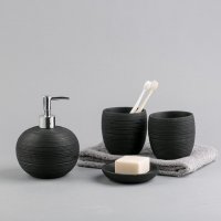 圆形拉丝球砂岩卫浴四件套