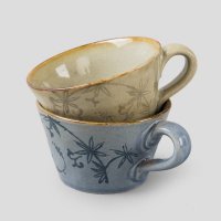 陶瓷蓝色/灰色咖啡杯（不含税）