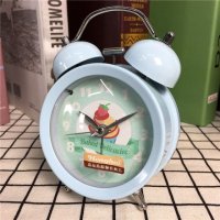 天蓝色简约静音床头打铃钟闹钟 桌面个性创意时钟