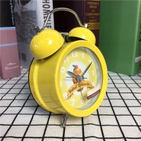黄色简约静音床头打铃钟闹钟 桌面个性创意时钟