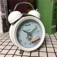 简约白色做旧静音床头打铃钟闹钟 桌面个性创意时钟