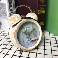 简约仿锈打铃钟闹钟 静音床头桌面个性创意时钟