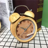 黄色简约仿锈打铃钟闹钟 静音床头桌面个性创意时钟