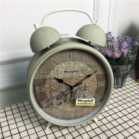 简约灰色静音床头打铃钟闹钟 桌面个性创意时钟