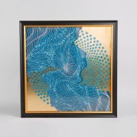 现代简约手绘钢化玻璃抽象蓝色裂彩画挂画装饰画