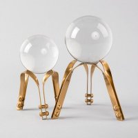 简约创意不锈钢水晶球摆件书房客厅装饰