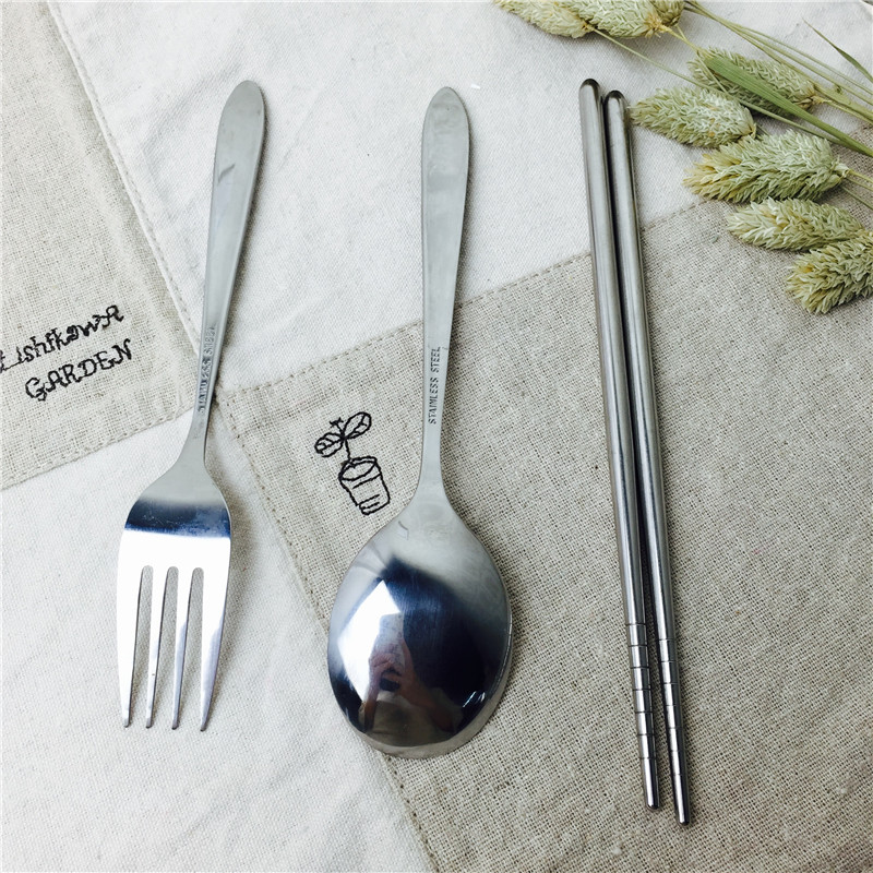 不锈钢便携餐具筷勺套装筷子勺子叉子实用便携餐具5