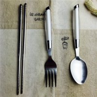 不锈钢便携餐具套装筷子勺子叉子实用便携餐具