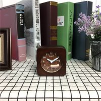 复古欧式田园创意闹钟木纹钟