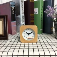 复古欧式田园创意闹钟浅色木纹钟