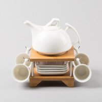 高白瓷茶具套装CH006 陶瓷+木
