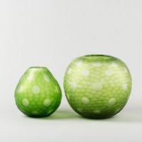 简约绿色刻磨玻璃摆件 客厅书房餐厅桌面装饰摆件 360-25G /360-18G