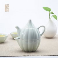原初格物荷塘月色 创意陶瓷茶杯小茶杯青瓷旅行茶具套装