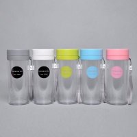 简约现代双层茶隔随手杯隔热有盖办公室花茶杯子创意便携车载塑料480ML水瓶水杯6059