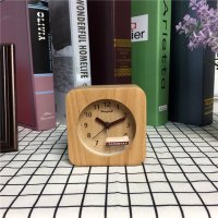 复古欧式田园创意闹钟浅色木纹钟