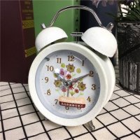 简约白色做旧静音床头打铃钟闹钟 桌面个性创意时钟