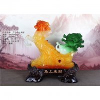 17寸马上来财蜜蜡风水摆件家居饰品精品摆件