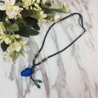 香水精油瓶项链装饰复古香薰琉璃吊坠朱砂胎毛挂件毛衣链饰品女
