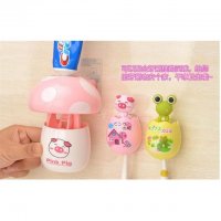 可爱蘑菇全自动挤牙膏器 创意无痕贴牙刷架情侣家用牙杯架（下单备注款式）