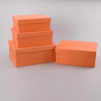 橙色	仿皮绒 长形储物盒收纳盒礼品盒4件套