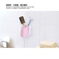 创意玫瑰牙刷架漱口杯强力吸盘壁挂洗漱杯套装牙具座刷牙杯置物盒（下单备注颜色）