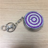 紫白相间贴钻 圆形不锈钢随身携带便携式钥匙扣迷你小巧烟灰缸