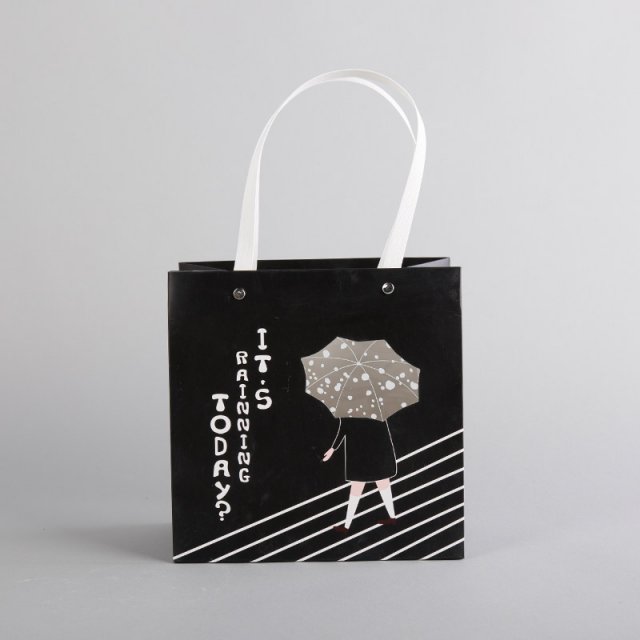 C1001-1黑色 创意图画白卡纸纸袋礼品手提袋