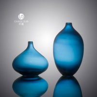 欧式后现代彩色系列宝蓝色玻璃花瓶家居装饰