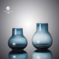 欧式古典彩色系列气泡圆球直筒玻璃花瓶家居装饰CDC20024