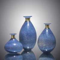 中式现代玻璃花瓶人工吹制 手工打磨 创意家居装饰艺术摆件