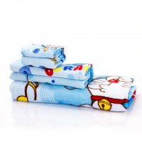 可爱卡通哆啦A梦吸水纯棉毛浴巾礼盒三件套 方巾+毛巾+浴巾