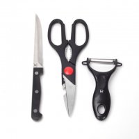 厨房刀具三件套 实用多功能刀具套装组合 剪刀+瓜刨+牛排刀