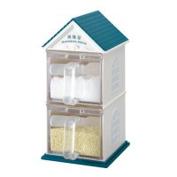 安雅调味瓶带勺 创意调味罐塑料家居厨房用品欧式时尚调味盒套装（2层）（下单备注颜色）