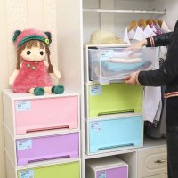 优质塑料PP收纳柜 加厚抽屉储物柜鞋子杂物整理柜家居衣物床头柜-中号