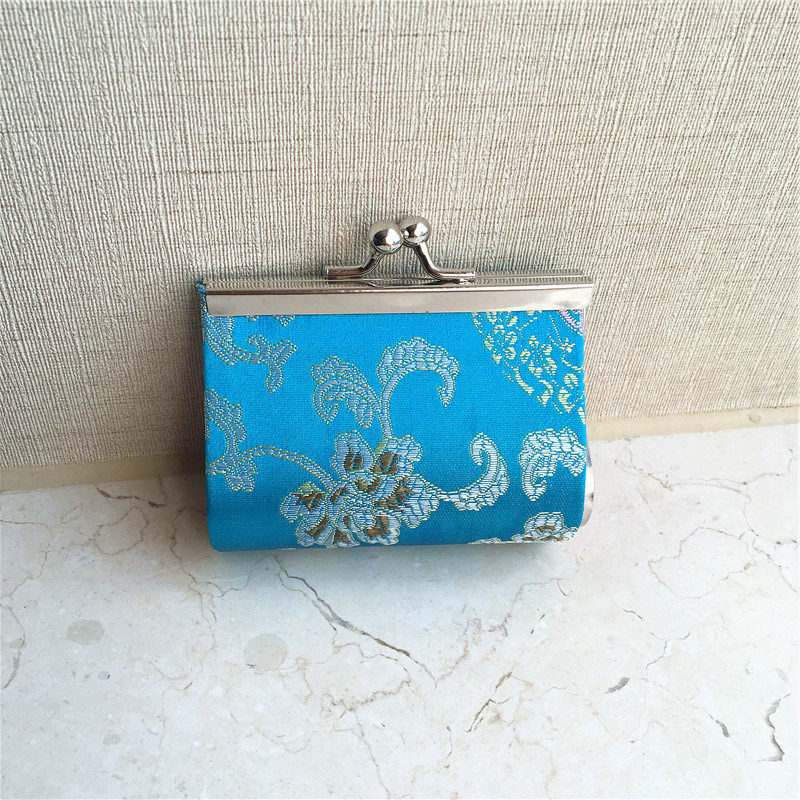 丝绸小零钱包创意开口钱包（蓝色）1