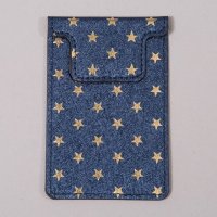 星星花纹简约创意磁扣卡夹皮革卡贴手机口袋贴公交卡套背贴