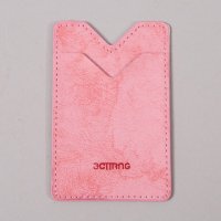 压纹纯色简约创意磁扣卡夹皮革卡贴手机口袋贴公交卡套背贴