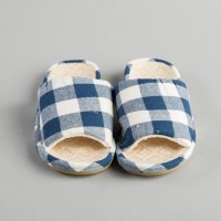 日式格子拖鞋	橡胶,布