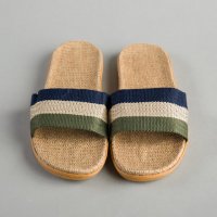 织带条纹拖鞋	橡胶,布