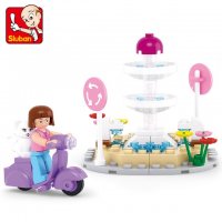 小鲁班M38-B0519新粉色梦想-喷泉拼装模型塑料乐高式积木女孩玩具
