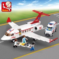 小鲁班B0370航空天地-医疗救护飞机儿童益智塑料拼装积木玩具