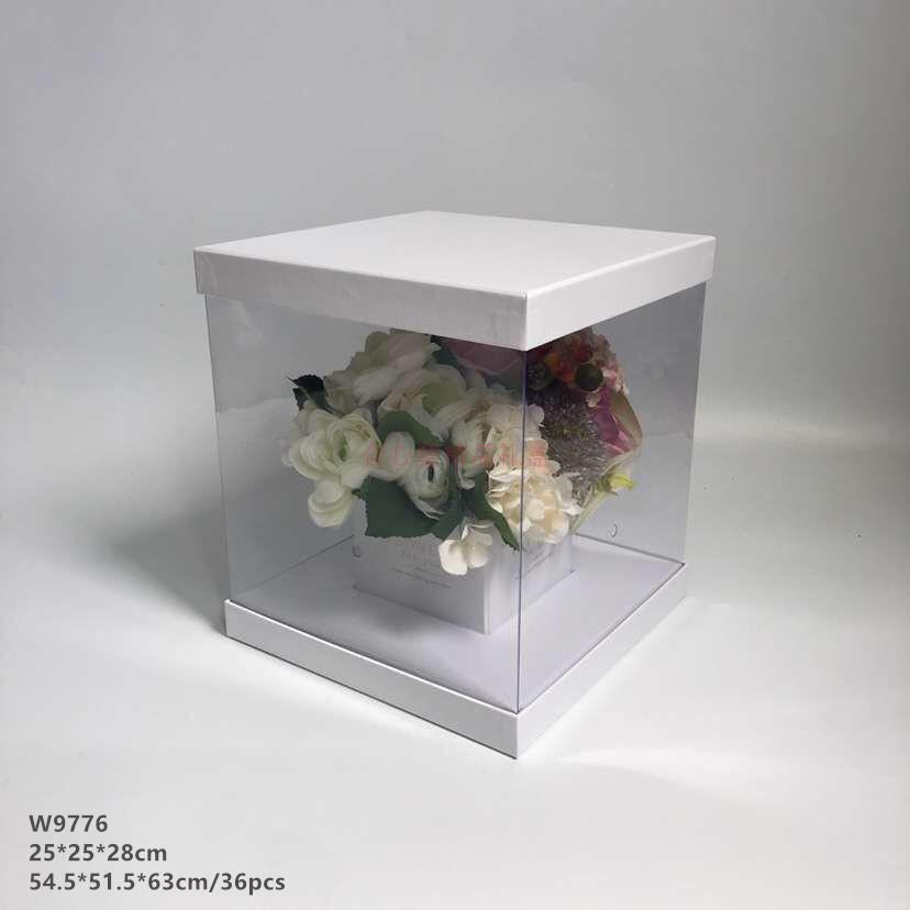 Square PVC transparent flower flower box, Korean hand held large view flower box flower packaging2
