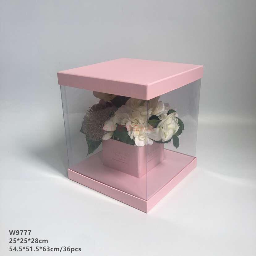 Square PVC transparent flower flower box, Korean hand held large view flower box flower packaging3