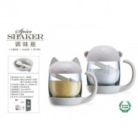 可爱猫咪调料瓶 盐罐调味罐厨房用品味精佐料瓶收纳盒送勺子安雅