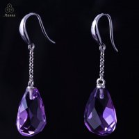 梨形紫晶耳坠