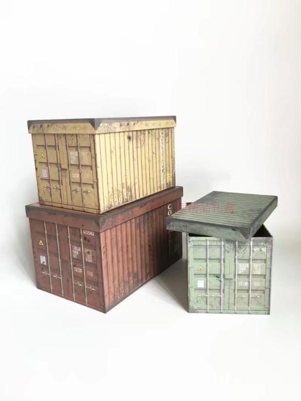 复古创意长方盒三件套 礼品包装盒 仿真集装箱模型纸盒4