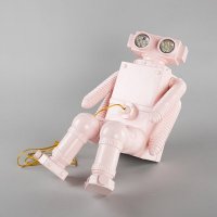 粉色机器人灯树脂装饰摆件